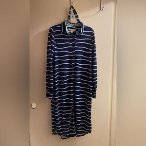 TWRHLL By Christie Brinkley Womens Navy Blue Maxi Dress 2XL White Rope Nautical